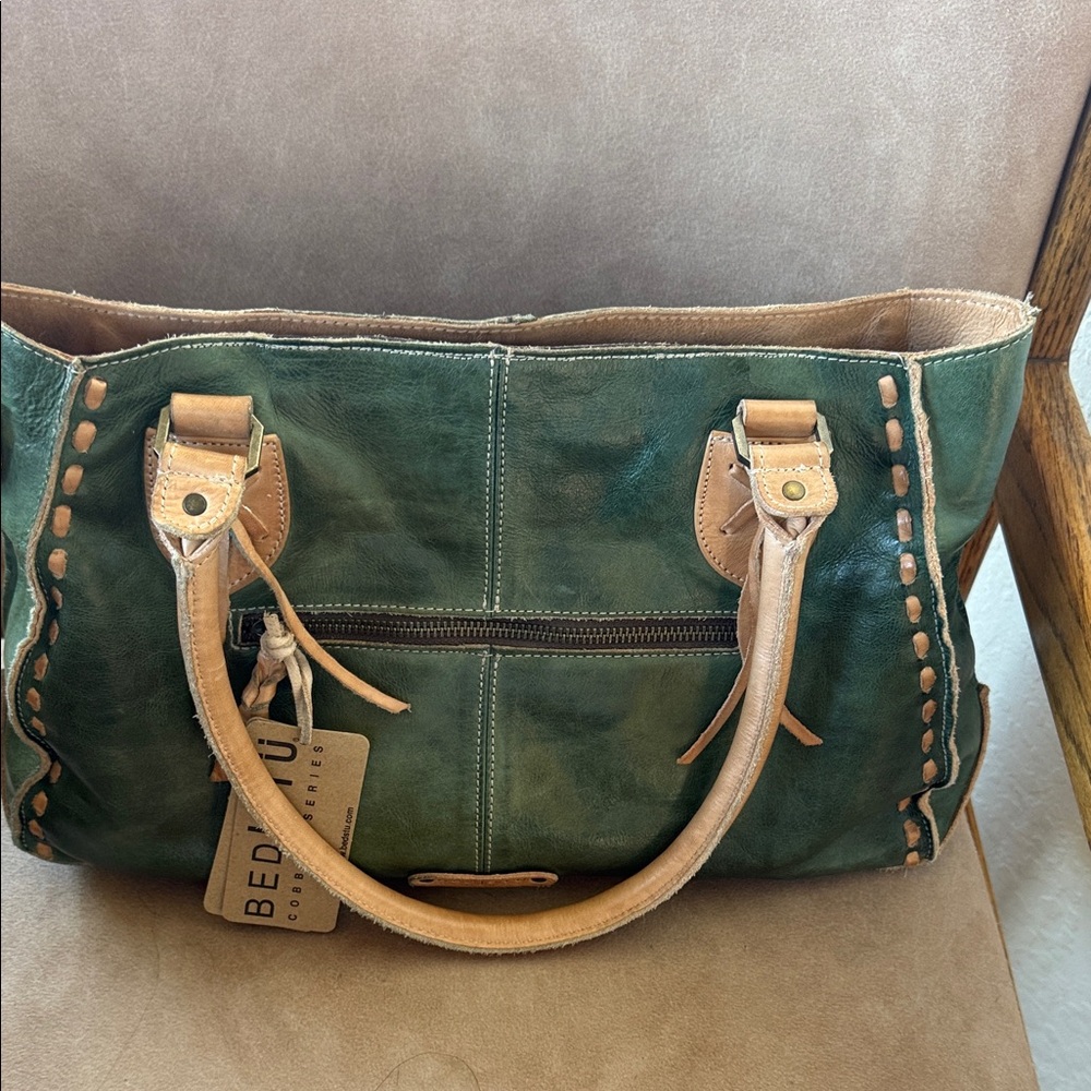 BED|STU Forest Green and Tan Leather Shoulder Bag